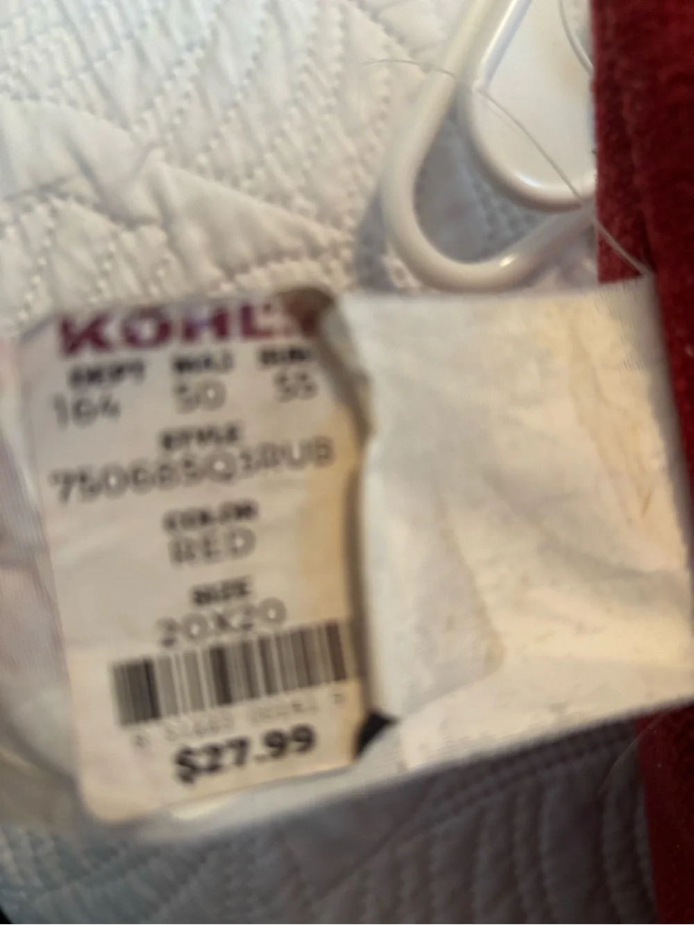 Kohl's Rust/Red Textured Accent Pillow with Decorative Button